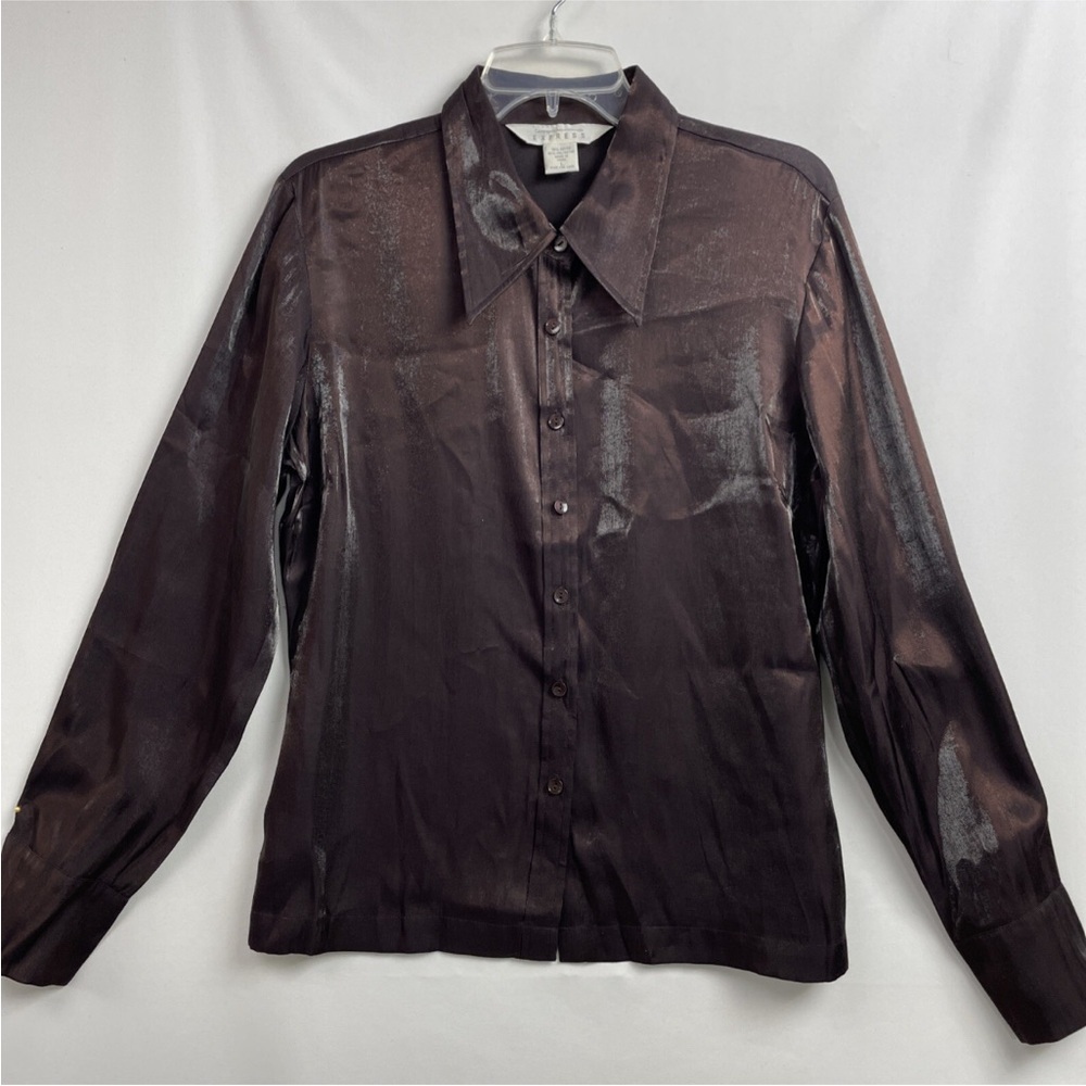 Vintage Express Brown Button-Up Shirt size L